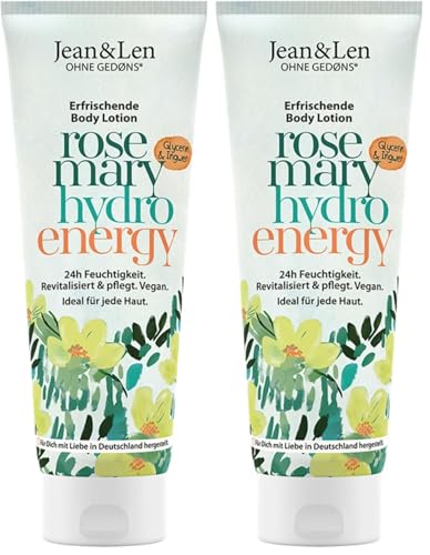 Jean & Len Erfrischende Bodylotion Rosmarin & Ingwer, für ein belebtes Hautgefühl, versorgt die Haut mit Feuchtigkeit, würzig-frischer Duft, Körperlotion, ohne Parabene & Silikone, vegan, 250 ml