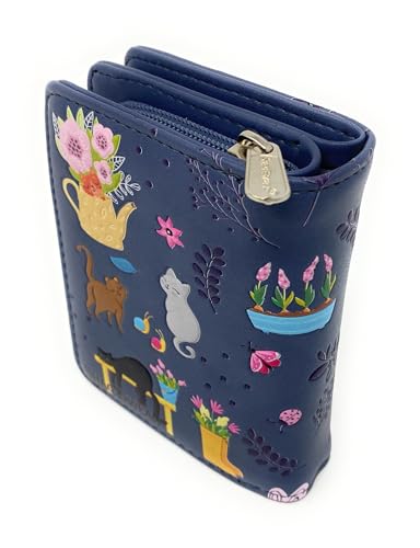 Shag Wear Cats in the Garden Small Wallet for Women and Teen Girls Vegan Faux Leather 4.5" Grey2