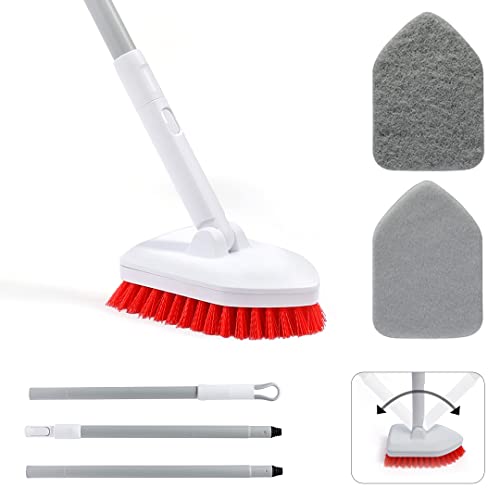 Foxtrot 3-in-1 Tub & Tile Scrub Brush - Stiff Bristles Tub Scrubber with Long Handle - Includes Rough & Scouring Pads - 58" Telescopic Long Handled Floor Scrubber for Shower, Tile, Bathtub, Sink Foxtrot 3-in-1 Tub & Tile Scrub Brush - Stiff Bristles Tub Scrubber with Long Handle - Includes Rough & Scouring Pads - 58" Telescopic Long Handled Floor Scrubber for Shower, Tile, Bathtub, Sink