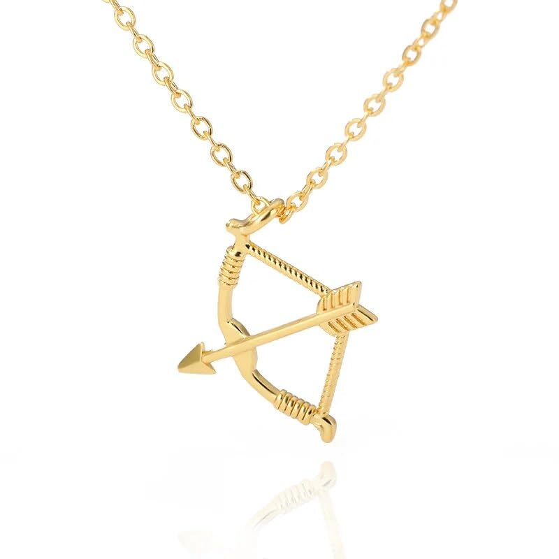 Bow and Arrow Necklace For Women Men Stainless Steel Archery Chain Necklace Wedding Jewelry (Gold)