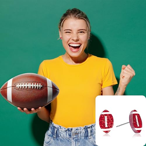 Football Earrings for Women Glitter Acrylic Sports Earrings for Game Day Spirit Week Fall Football Mom Accessories Back to School Teacher Jewelry4