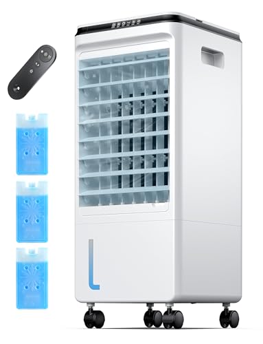 Portable Air Conditioners, Evaporative Air Cooler w/7H Timer for Auto-Off, 4 Modes & 3 Speeds, 1.85Gal Tank Swamp Cooler Air Conditioner, Portable Ac Unit for Rooms Bedroom, White