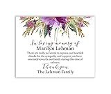 Sympathy Acknowledgement Cards, Amethyst Funeral Thank You and Bereavement Notes Personalized