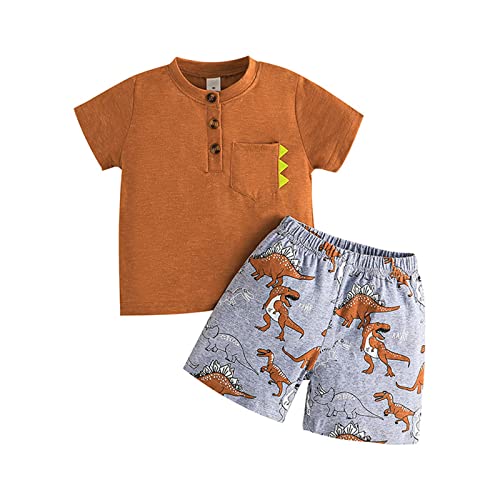 Conjunto de enxoval de bebê infantil meninos desenho animado dinossauro cavalheiro camiseta e shorts