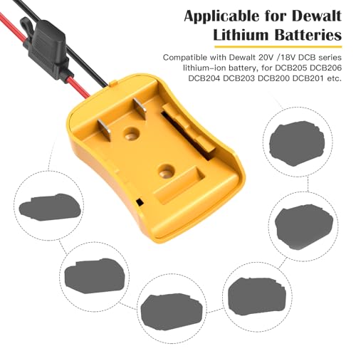 Image of 2 Packs Power Wheel Adapter for Dewalt 20V Battery Adapter Power Wheel Battery Converter Kit with Fuses & Wire Terminals, 12AWG Wire, Power Connector for DIY Rc Car Toys, Robotics and Rc Truck