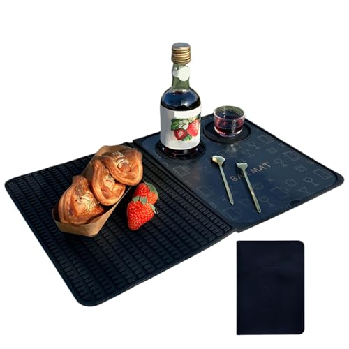 Tapetes de Bar para Bartending, Tapete de Bar de Silicona,Tapete para cócteles Tapete para barra | Estera de secado de vasos plegable, alfombrillas antideslizantes para Bar, estera para derrames de Ba