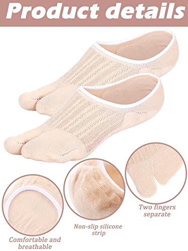 Geyoga 6 Pairs Flip Flop Socks Low Cut Split Toe Cotton Tabi Socks for Women No Show Japanese Style Elastic Short Sandal 5