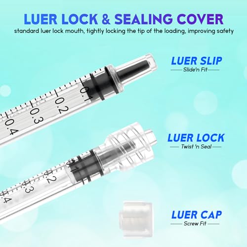 Image of 1ml Syringe without Needle Luer Lock Syringes with Cap, Sterile, 20 Pack