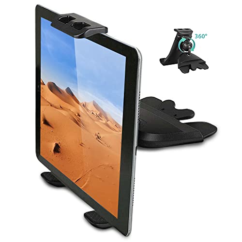 2 in 1 CD Slot Tablet Car Mount, Universal CD Player Car Phone Mount, Compatible with Samsung Galaxy iPad Mini iPad Air iPad Pro iPhone Xs Max XR GPS iPhone 12 11 Pro Max(4"-10.5" Tablets & Cellphone)