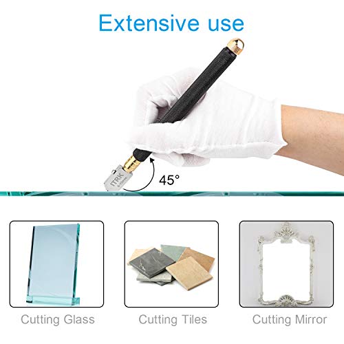 Glass Cutter, Upgrade Glass Cutter Tool 2mm-20mm, Pencil Style Oil Feed Carbide Tip for Glass Cutting Tool/Tiles/Mirror/Mosaic