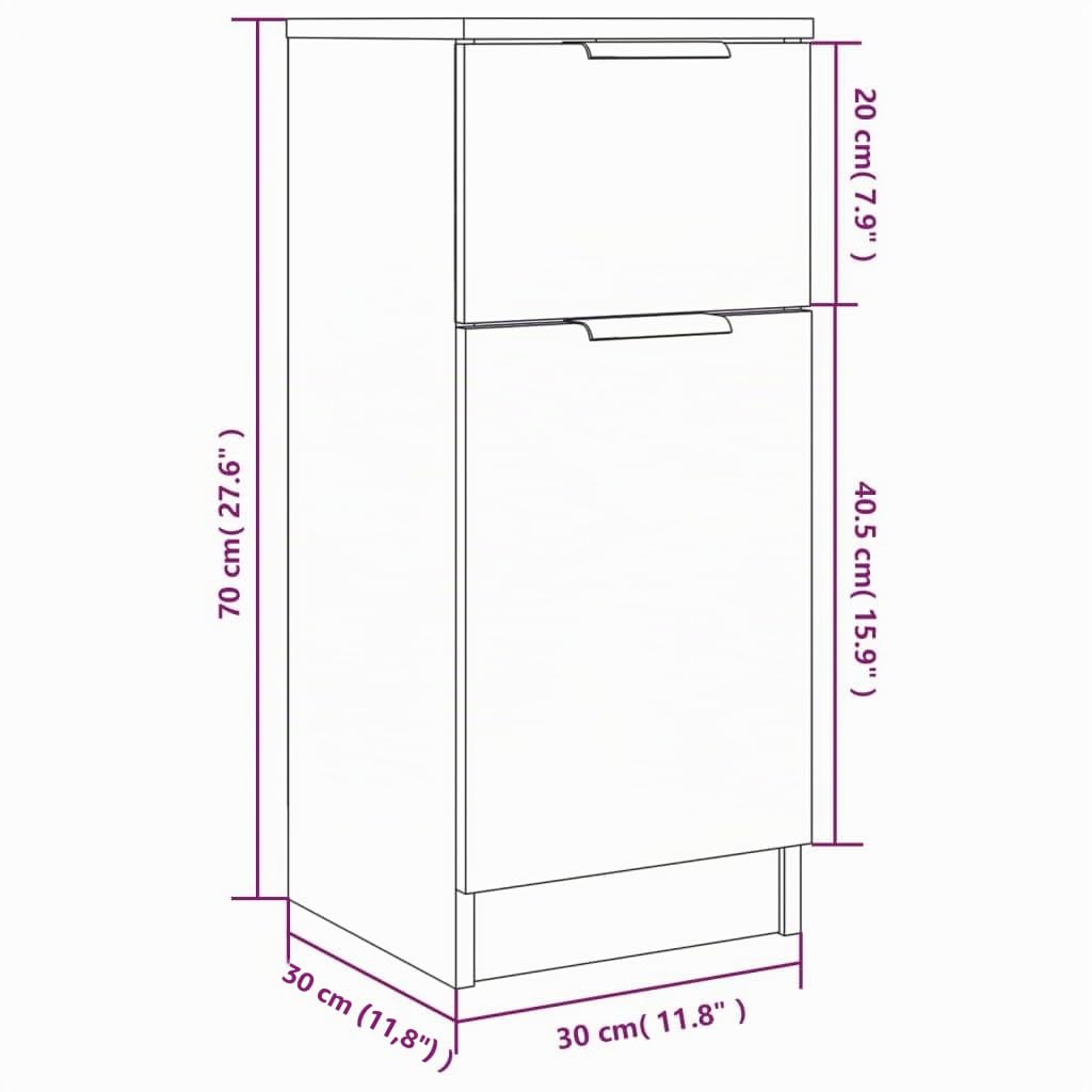 vidaXL Buffet Sonoma Gris 30x30x70 cm Bois d'ingénierie