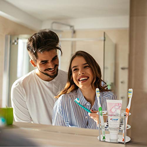 Nowyeh Toothbrush Holder, Stainless Steel Bathroom Toothbrush Storage Organizers, Multifunctional Bathroom Toothbrush Holder Toothpaste Holder Stand Rack For Kids Adult (Silver-(R)) #TOP1