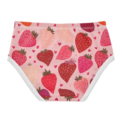 Wusikd Strawberries Girls' Underwear Cotton Hearts Girls Briefs Soft Toddler Underwear 2T2