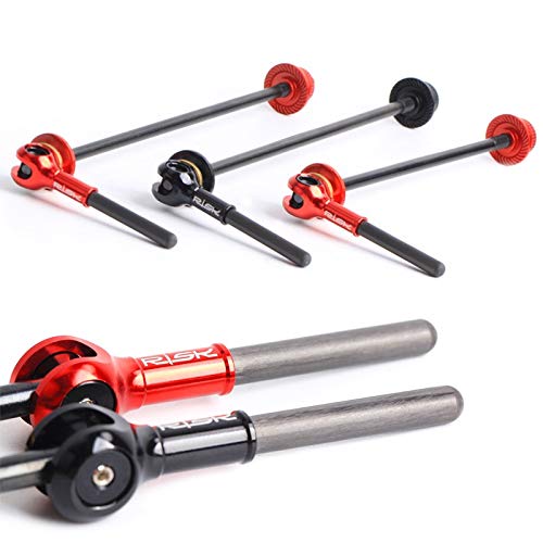 Juscycling Quick Release Skewer Lever for MTB Mountain Bike Road Bicycle, Titanium Axle Shaft, Carbon Fiber Lever, 1 Pair (Black)