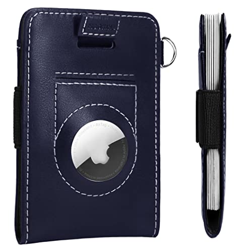 Slim Front Pocket Wallet with Airtag Holder, Apple Airtag Compatible, RFID Blocking, Leather Business Card Holder