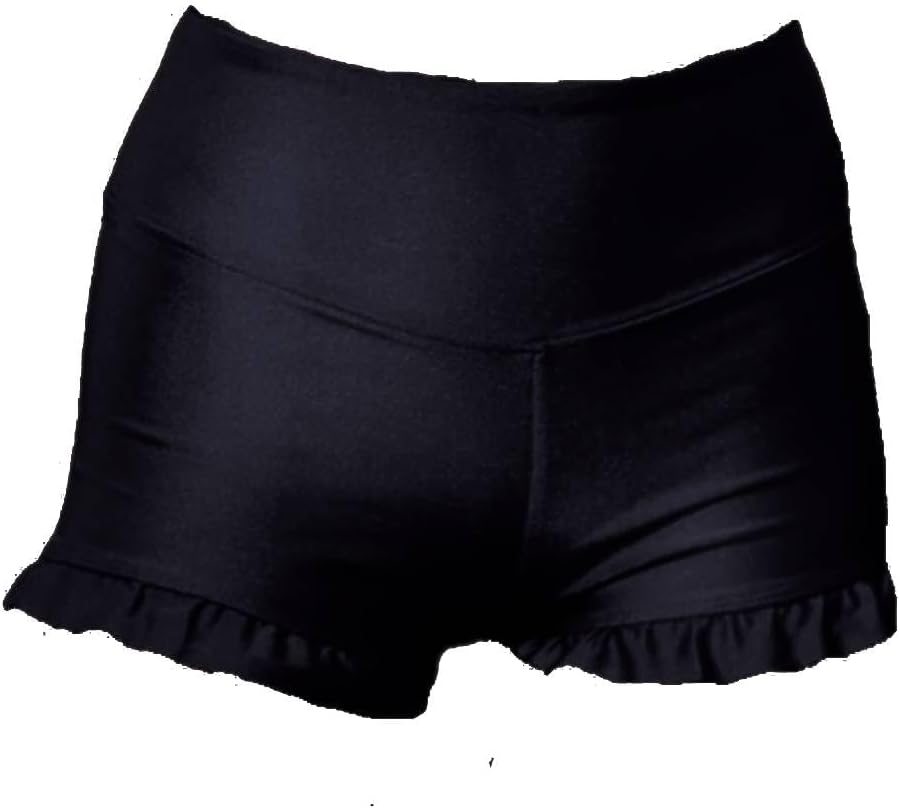 Girls Athletic Ruffle Shorts Yoga Dance Shorts Glitter Bottoms Gymnastics Shorts