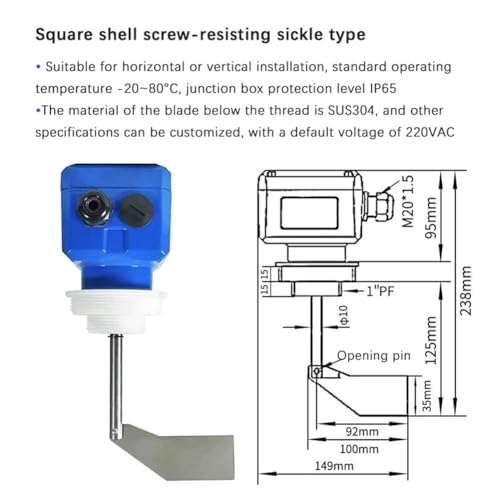Sensor de resistencia rotativa 220V de alta temperatura para silos 3