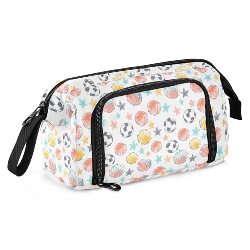 Image of Big Capacity Pencil Case Pen Case Canvas Bag Make-up Pen Pouch for Office College School Kids Teens Student Sketchy Multicolor Balls Pattern