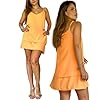 Vestido Curto Feminino Soltinho Fesquinho Alcinha Regulável Verão (BR, Alfa, Único, Regular, Regular, Laranja)