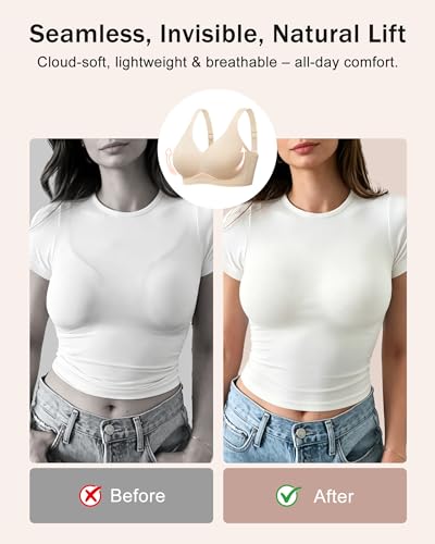 leviace Wireless Jelly Bras for Women with Support Anti Slip Wide Straps Push Up Full Cove - image 5