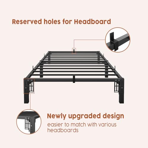 GarveeHome 8 Inch Twin Bed Frame, Heavy Duty Metal Platform Bed Frame with Durable Iron Slat Support and Legs, No Box Spring Required, No Screws Needed, Support Up to 800 Lbs