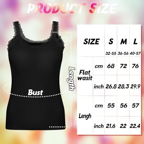 Lasnten 4 Pieces Lace Camisole Tank Tops for Women Ribbed Cami Top Lacework Undershirt Patchwork Tank Lace Trim Cami3