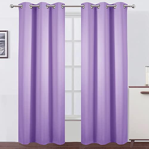 Image of LEMOMO Blackout Curtains 42 x 84 inch /Lavender Curtains Set of 2 Panels /Thermal Insulated Room Darkening Bedroom Curtains