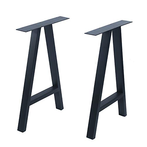 Image of MBQQ 2 Pcs Rustic Decory Metal Desk & Dining Table Legs - Heavy Duty Industrial Modern A Shape Iron Bench Legs (H28'xW17.7')