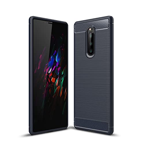 Cruzerlite Coque pour Sony Xperia 1, Carbon Fiber Shock Absorption Slim TPU Cover pour Sony Xperia 1 (Blue)