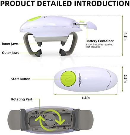Homelet Electric Jar Opener, Electric Tin Openers for Arthritis Hands,One Handed Jar Opener for New Sealed Jars,The Hands Free Jar Opener with Less Effort to Open,Upgrade Kitchen Gadget