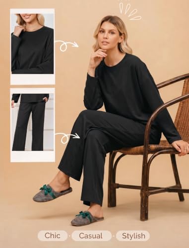 Ekouaer 2 Piece Lounge Sets for Women Long Sleeve Matching Pajama Set - image 7
