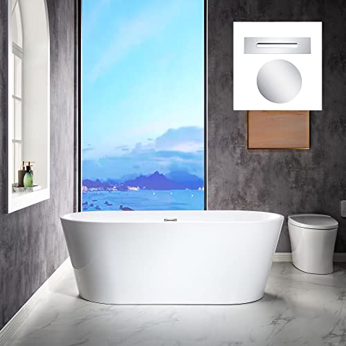 WOODBRIDGE 67' Acrylic Freestanding Bathtub Contemporary Soaking White Tub with Chrome Overflow and...