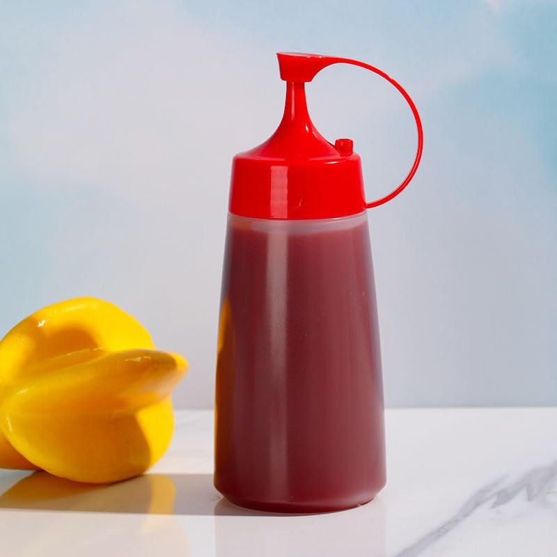 Image of Plastic Squeeze Bottle with Hook Top, Clear Plastic Sauce Bottle, BPA-Free Ketchup Bottle, Condiment Dispenser Mustard Sauce Bottle, Food Liquid Seasoning Container, Reusable Ketchup Bottle (300 ml)