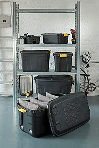 Strata Lot de 6 boîtes de rangement Heavy Duty - 60 l - 60 x 40 x 40 cm - Résistant à 630 kg - Noir/jaune – vue 2