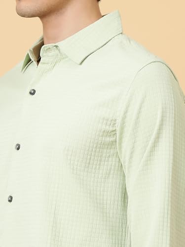 Image of KOTTY Men's Textured Casual Shirt - Long Sleeve||Button-Down Collar||Classic Fit