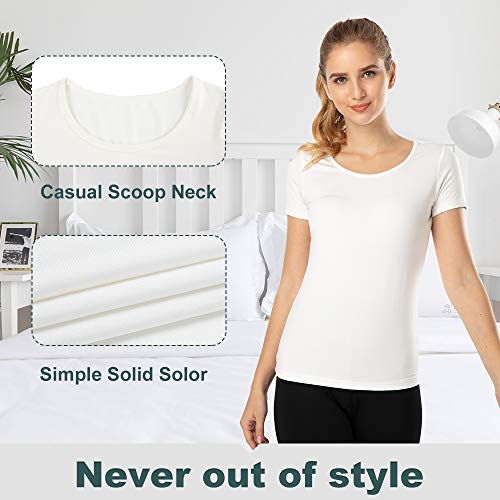 MANCYFIT Thermal Top for Women Fleece Lined Shirt Short Sleeve Base Layer4