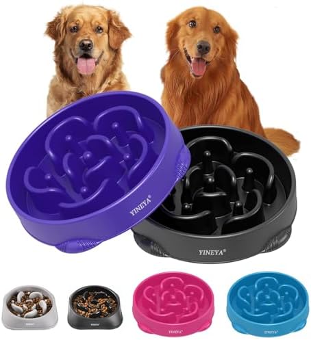 YINEYA 2 Stück Langsame Fütterung Hundenapf, 4 Cups Anti Schling Interaktiver Hundenapf,Antischlingnapf Hunde, Hundezubehör, Das Fressen verlangsamt, Groß