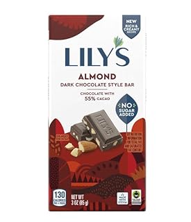 Lily's Sweets Almond Dark Chocolate, 55% Cocoa, 0g Sugar, Gluten Free, Fair Trade, 85 grams