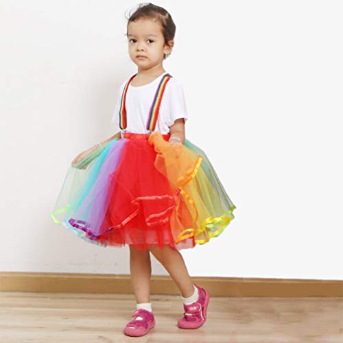 KESYOO Saia de Tutu Arco-Ãris Saia de Bolha de Balé Saia de Anágua de Tule Em Camadas
