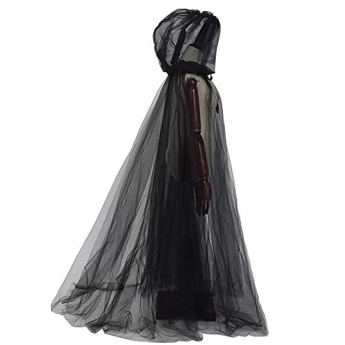 Ghost Costume Haunted Hooded Cape Costume Black Capes For Women Bride Hooded Cape Cloak 59.06 In (Black) #TOP2