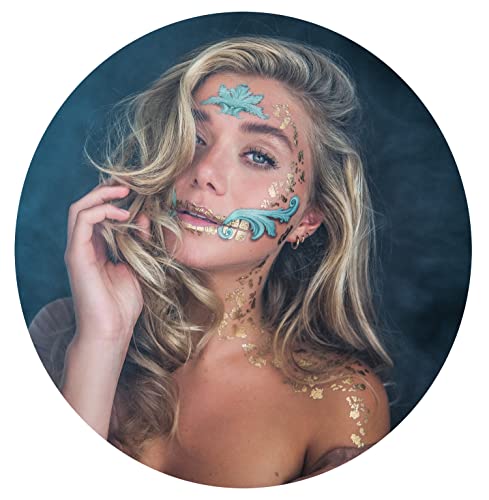 TATTOOCREW 2 tatuaggi di Halloween barocco Skull La Catrina da incollare per il viso, disegnati a mano in Germania, set di tatuaggi per il viso, accessori per costumi, adesivi horror