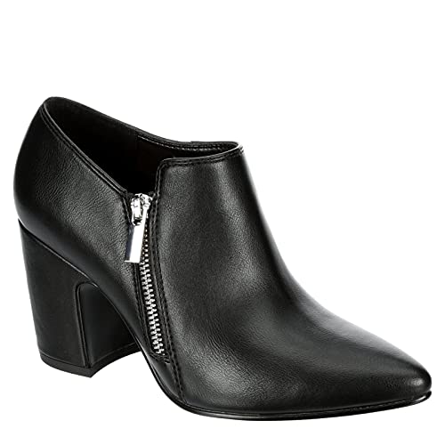 Michael By Michael Shannon Griffyn - Women's Chunky Low Heel Zip Up Pointed Toe Ankle Bootie Black, Size 9.5 Medium Width