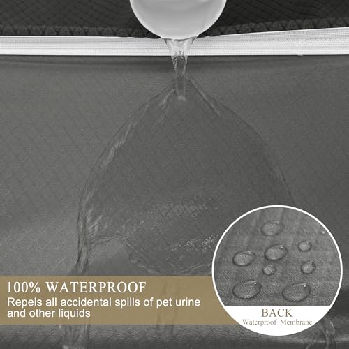 ALIECOM 100% Waterproof Couch Cover Stretch Jacquard Fabric Sofa Covers 3 Seater Universal Non Slip Elastic Sofa Slipcover 3 Seat Pet Dog Furniture Covers Protector (Large, Gray) - Image 4