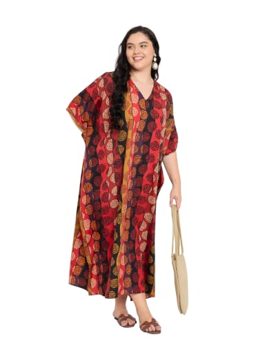 Image of Gypsie Blu Women Plus Size Kaftan Dress Beach Cover Up Maxi Dresses for Women, V-Neck Kimono Sleeve 1X-3X