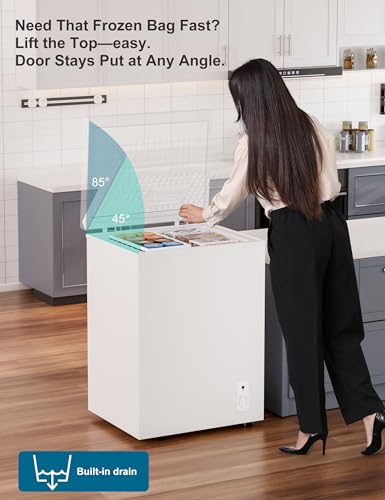Image of 3.5 Cu.Ft Compact Chest Freezer Energy Saving & Ultra-Quiet, with Removable Basket, 6-Temp, Manual Defrost Drain, Top Open Door Deep Freezer for Apartment, Dorm, Kitchen, White