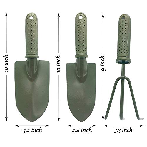 Cshangzei 3Pcs Garden Tool Set,Gardening Hand Shovel and Rake with Non-Slip Ergonomic Handle Grip,Plant Care Kit for Garden,Lawn,Indoor Outdoor Planter,Seeding