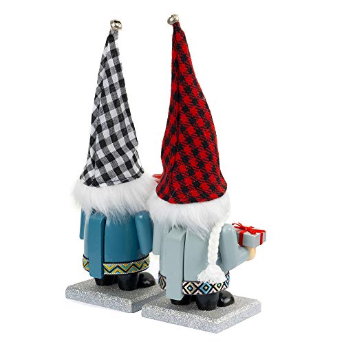FUNPENY 11" Christmas Decorative Nutcracker, 2 Set Handmade Wooden Gnome Plush Scandinavian Swedish Tomte, Elf Toy Holiday Present, Festive Collectible Nutcracker, Tabletop Christmas Decorations - Thumbnail 6