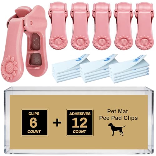 Image of Lockable Pee Pad Clips, with Adhesive Tape, for Indoor Wall Pads Secured, Extra Thick Clamps for Silicone Puppy Pad Holder Tary Secured, Tight Strong Clamp for Dogs, Cats Training