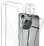 Leathlux Funda Compatible con iPhone 11 Pro MAX y 2 Pack Cristal Templado Protector de Pantalla y Pack Protector de Lente de Cámara, Silicona Transparente TPU Anti-arañazos Carcasa