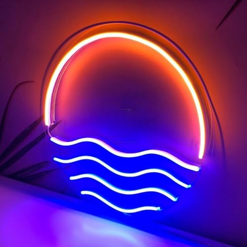 Image of LED Decorative Lights USB Mountains Sunrise Sunset Led Neon Signs Home Decoration Wall Art Holiday Gift Brightness Adjustable 15''x15''